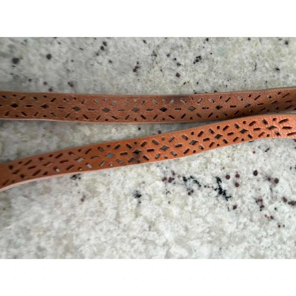 J.Crew Tan Leather Perforated Belt Size S‎